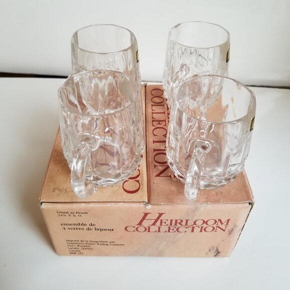 Crystal Liqueur Glasses Heirloom Collection with Finger Handle Lot of 4 Vintage - Picture 3 of 10